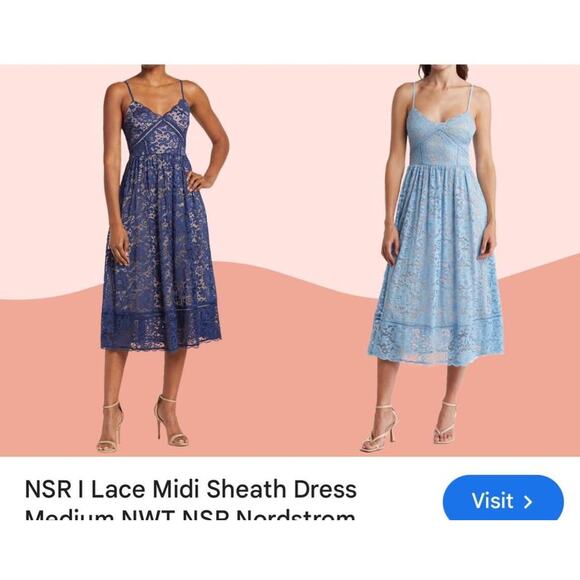 Sz M - NSR lace illusion midi dress - Picture 9 of 9